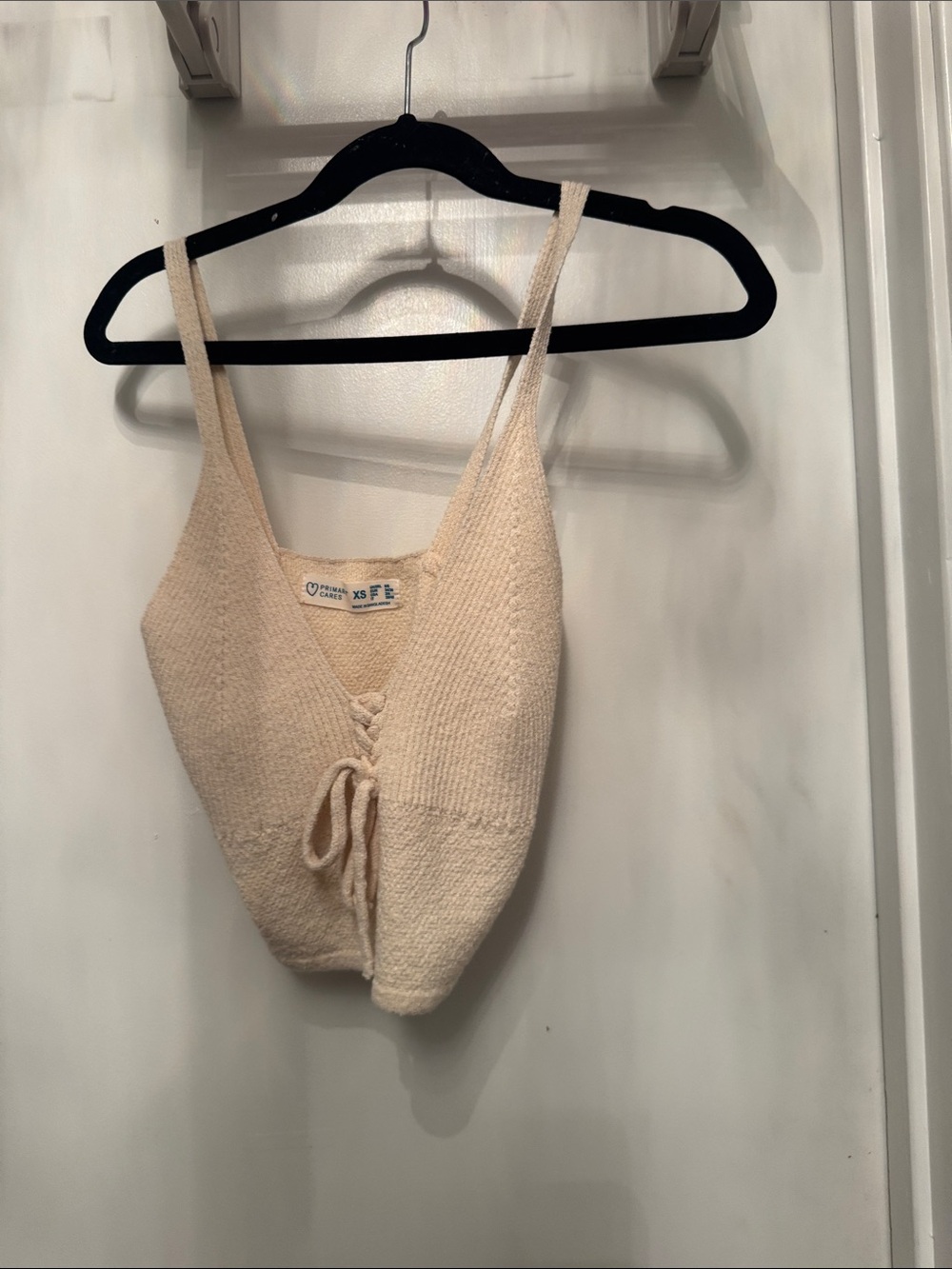 Primark Cream Knit Lace-Up Tank Top